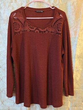 BloomChic Waffle Knit Tunic in Rust